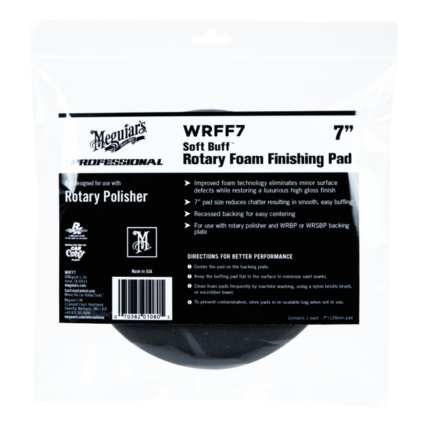Soft Buff Rotary Foam Finishing Pad - Полировальный диск поролоновый мягкий (черный), 178 мм, WRFF7