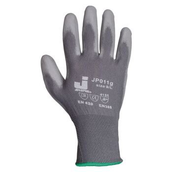 Защитные перчатки с полиуретановым покрытием JetaSafety (серый, размер XL), JP011g