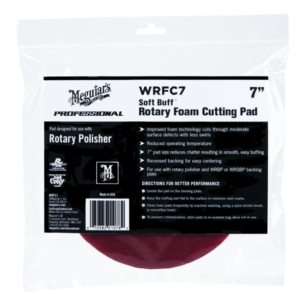 Rotary Foam Cutting Pad -Полировальный диск поролоновый жесткий (бордовый), 178 мм, WRFC7